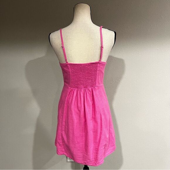 American Eagle AE Pink Wrap Button Front Mini Dress Linen Blend - Picture 7 of 14